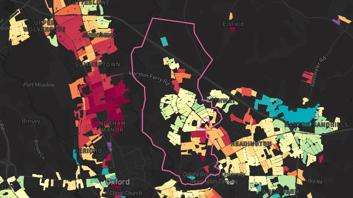 House price heatmap showing property values across Marston