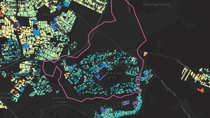 House price heatmap showing property values across Oxford