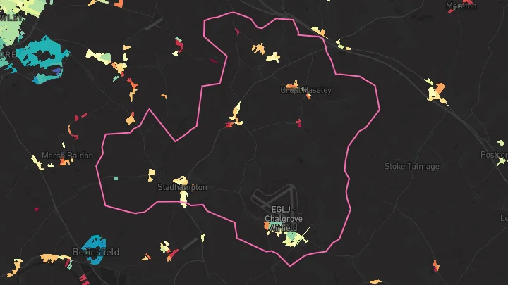 House price heatmap showing property values across Chalgrove