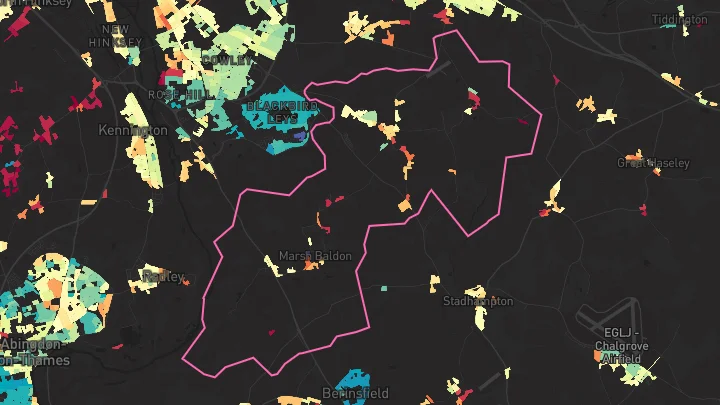 House price heatmap showing property values across Garsington