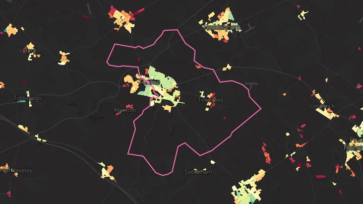 House price heatmap showing property values across Thame