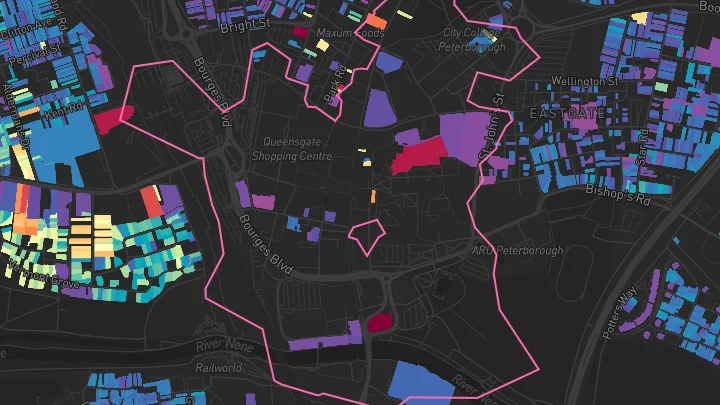 House price heatmap showing property values across Peterborough