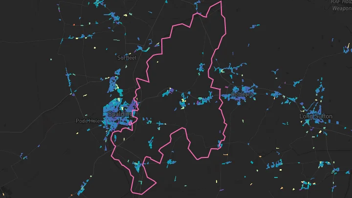House price heatmap showing property values across Whaplode