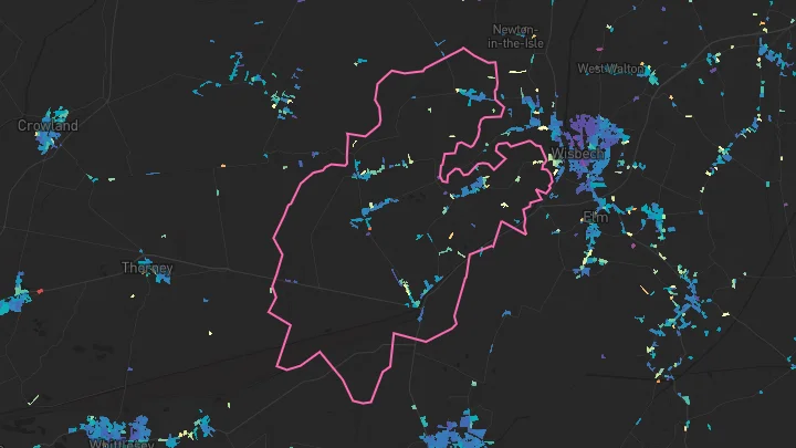 House price heatmap showing property values across Wisbech St Mary