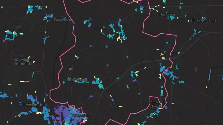 House price heatmap showing property values across Walpole St Andrew