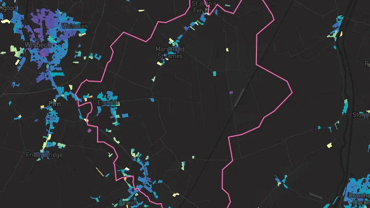House price heatmap showing property values across Outwell
