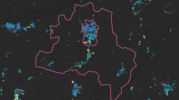 House price heatmap showing property values across Doddington