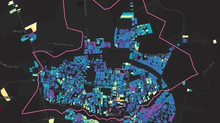 House price heatmap showing property values across March
