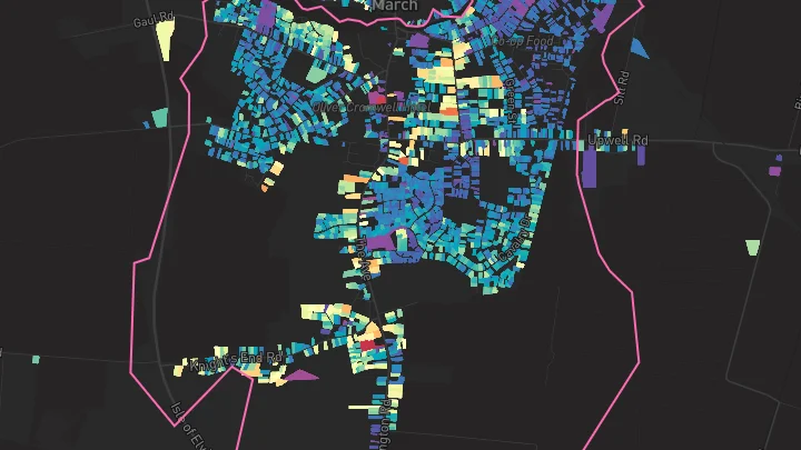 House price heatmap showing property values across March