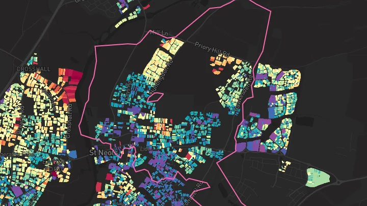 House price heatmap showing property values across St Neots