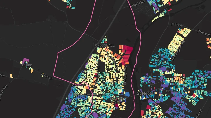House price heatmap showing property values across Eaton Ford