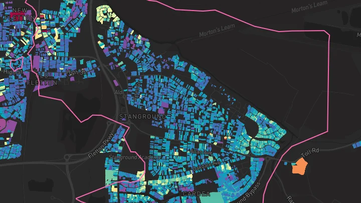 House price heatmap showing property values across Stanground