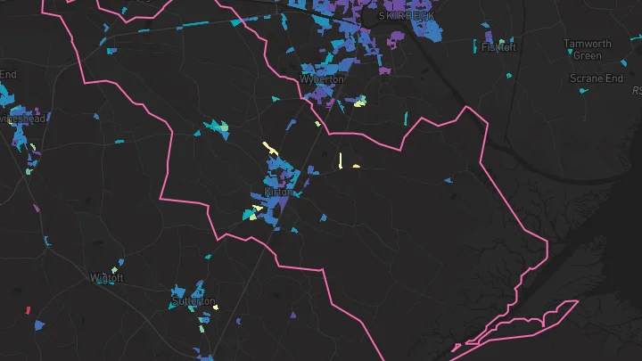 House price heatmap showing property values across Kirton