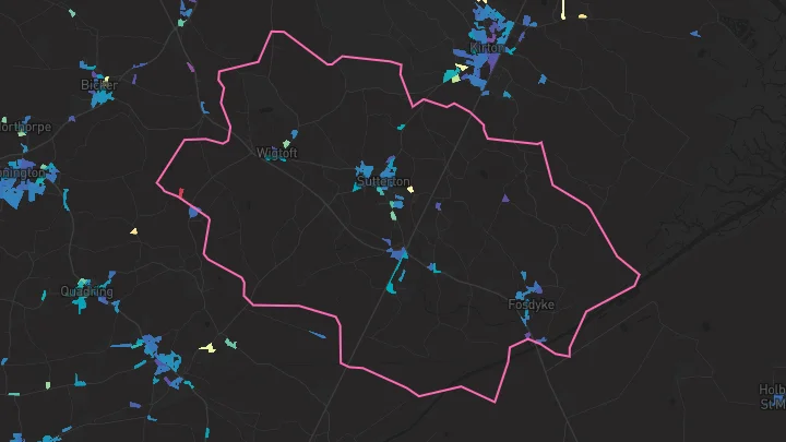 House price heatmap showing property values across Sutterton