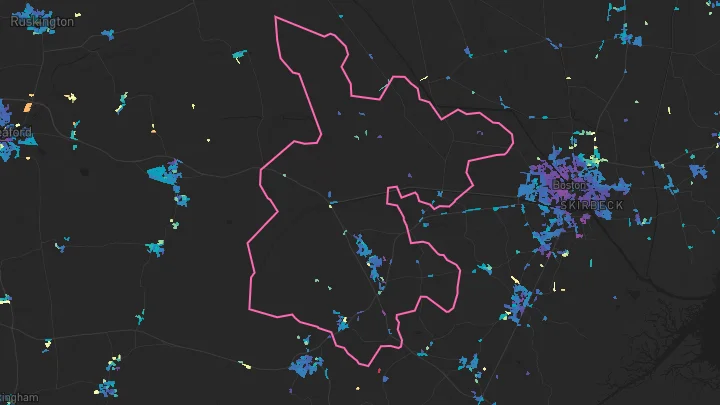 House price heatmap showing property values across Swineshead