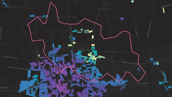 House price heatmap showing property values across Boston