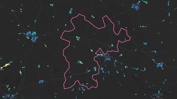 House price heatmap showing property values across Hagworthingham