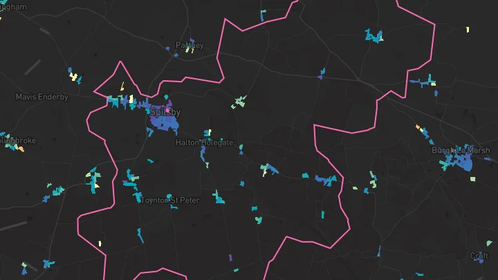 House price heatmap showing property values across Spilsby