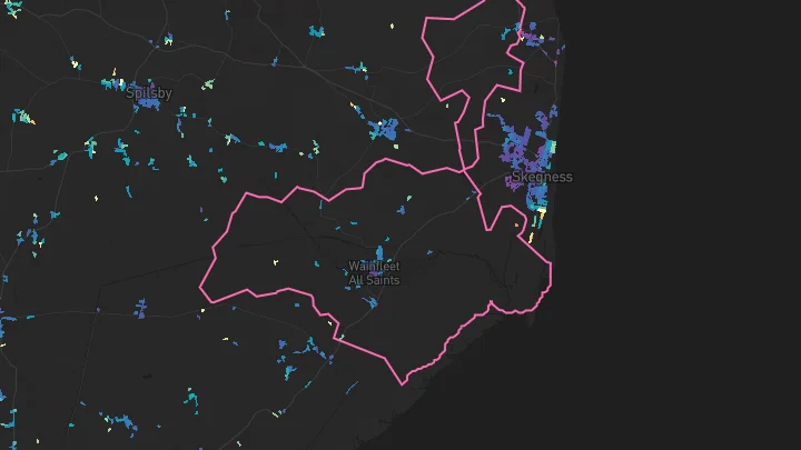 House price heatmap showing property values across Wainfleet