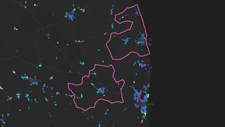 House price heatmap showing property values across Chapel St Leonards