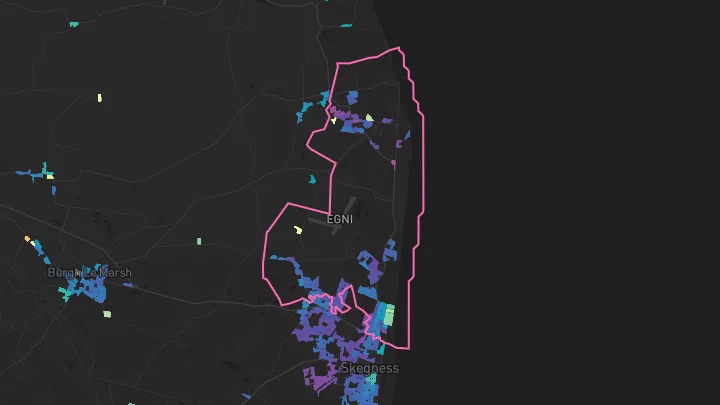House price heatmap showing property values across Skegness