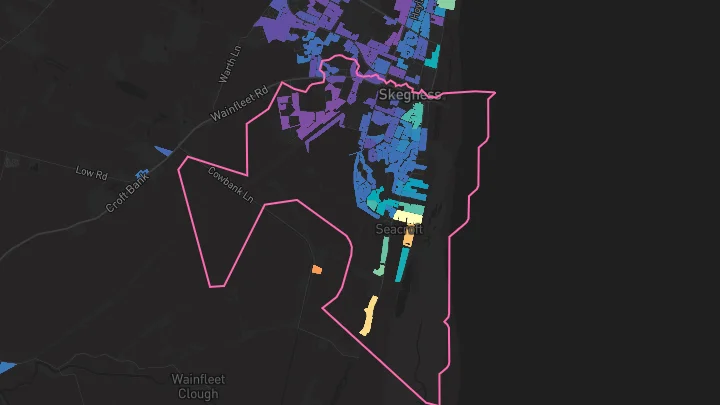 House price heatmap showing property values across Skegness