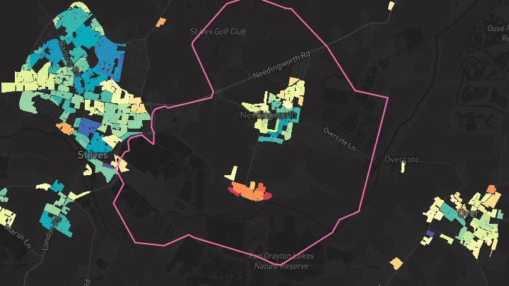 House price heatmap showing property values across Needingworth