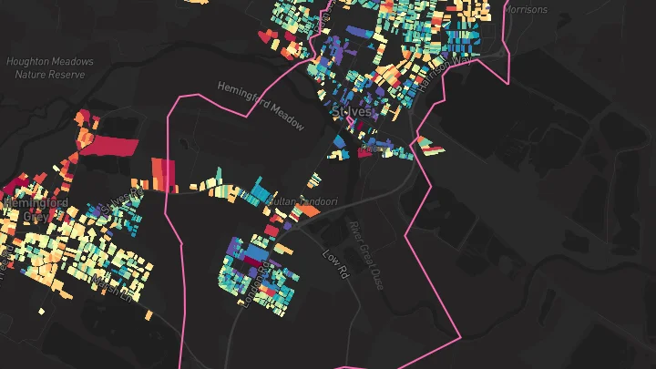 House price heatmap showing property values across St Ives