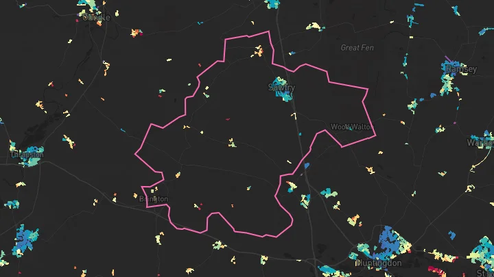 House price heatmap showing property values across Sawtry