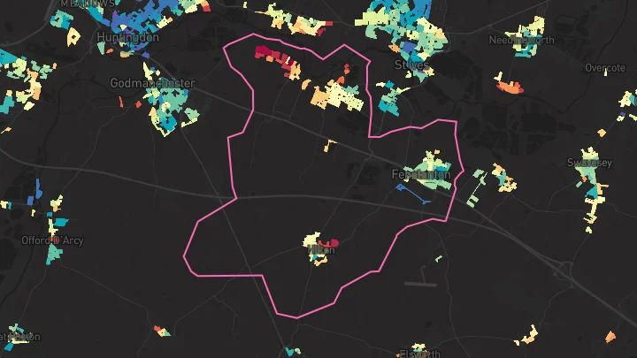 House price heatmap showing property values across Fenstanton