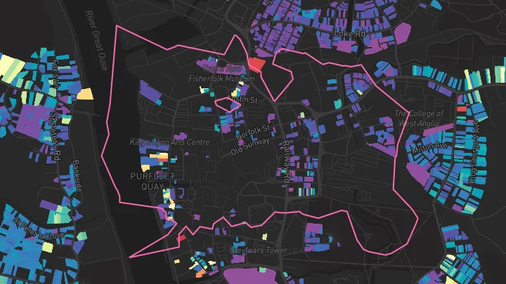 House price heatmap showing property values across Kings Lynn
