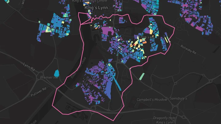 House price heatmap showing property values across Kings Lynn