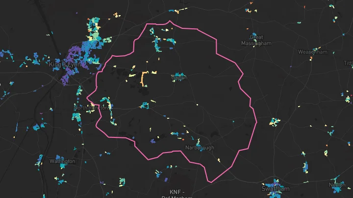 House price heatmap showing property values across Gayton