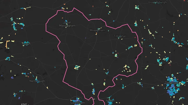 House price heatmap showing property values across Sporle