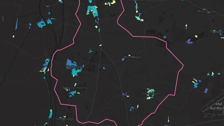 House price heatmap showing property values across Watlington