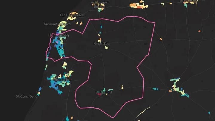 House price heatmap showing property values across Hunstanton