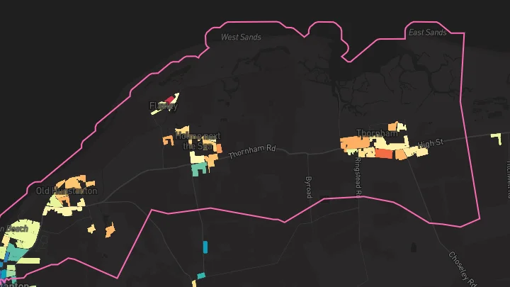 House price heatmap showing property values across Hunstanton