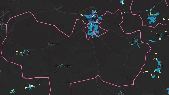 House price heatmap showing property values across Necton