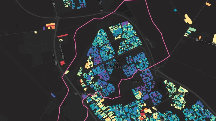 House price heatmap showing property values across Werrington