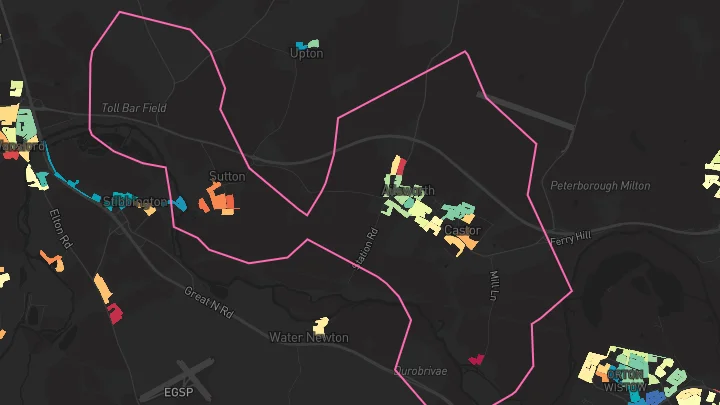 House price heatmap showing property values across Castor