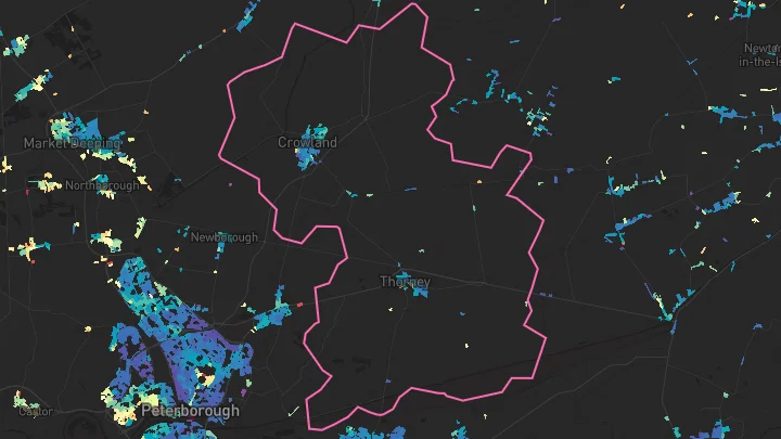House price heatmap showing property values across Crowland
