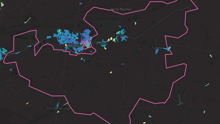 House price heatmap showing property values across Whittlesey