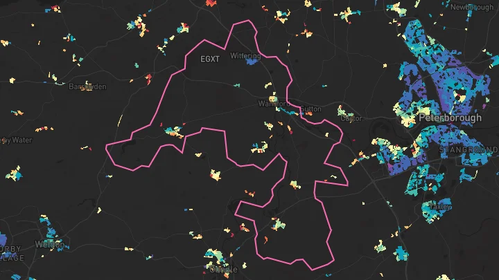 House price heatmap showing property values across Wittering