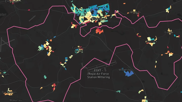 House price heatmap showing property values across Ketton