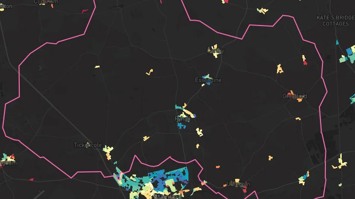 House price heatmap showing property values across Ryhall