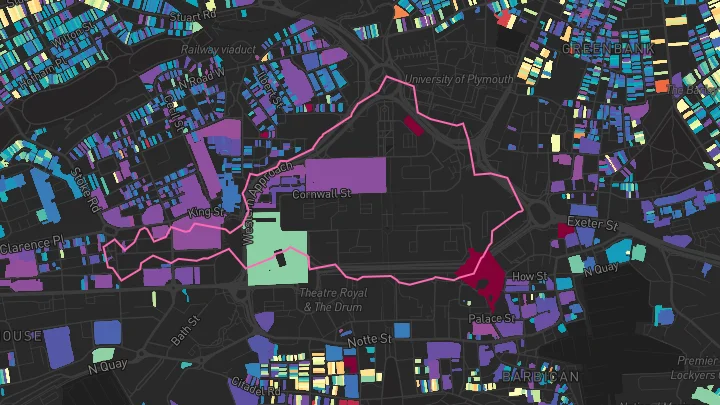 House price heatmap showing property values across Plymouth