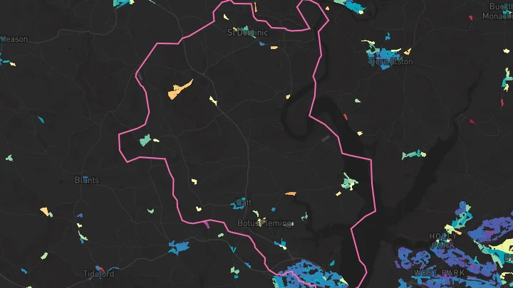 House price heatmap showing property values across Saltash