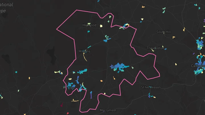 House price heatmap showing property values across Pensilva
