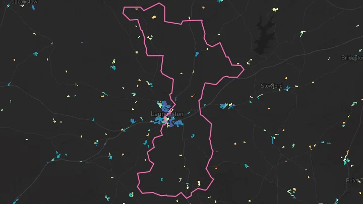 House price heatmap showing property values across Launceston