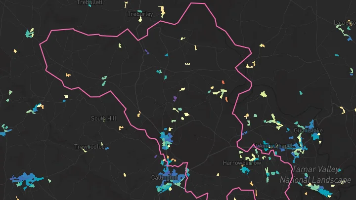 House price heatmap showing property values across Kelly Bray